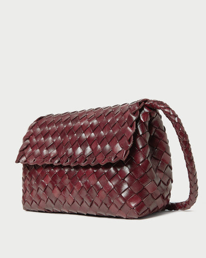 Women Loeffler Randall Vinnie Maroon Woven Leather Crossbody