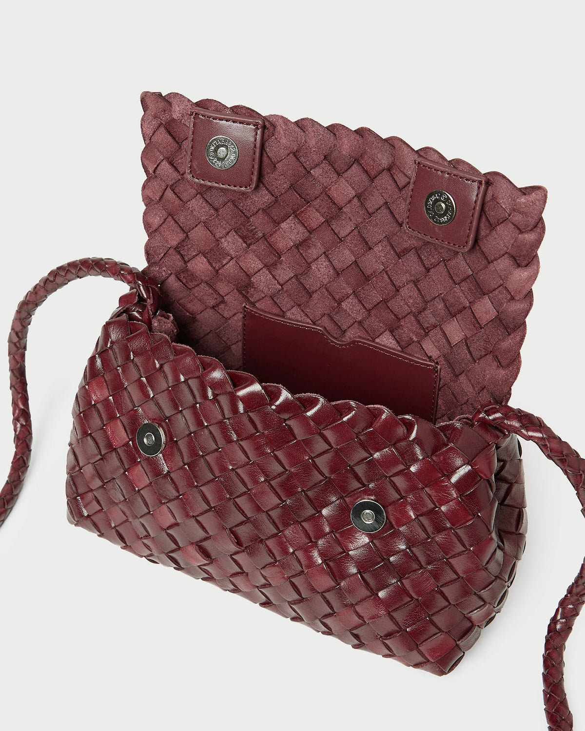 Women Loeffler Randall Vinnie Maroon Woven Leather Crossbody