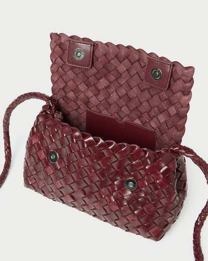 Women Loeffler Randall Vinnie Maroon Woven Leather Crossbody