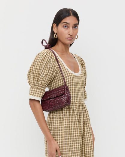 Women Loeffler Randall Vinnie Maroon Woven Leather Crossbody