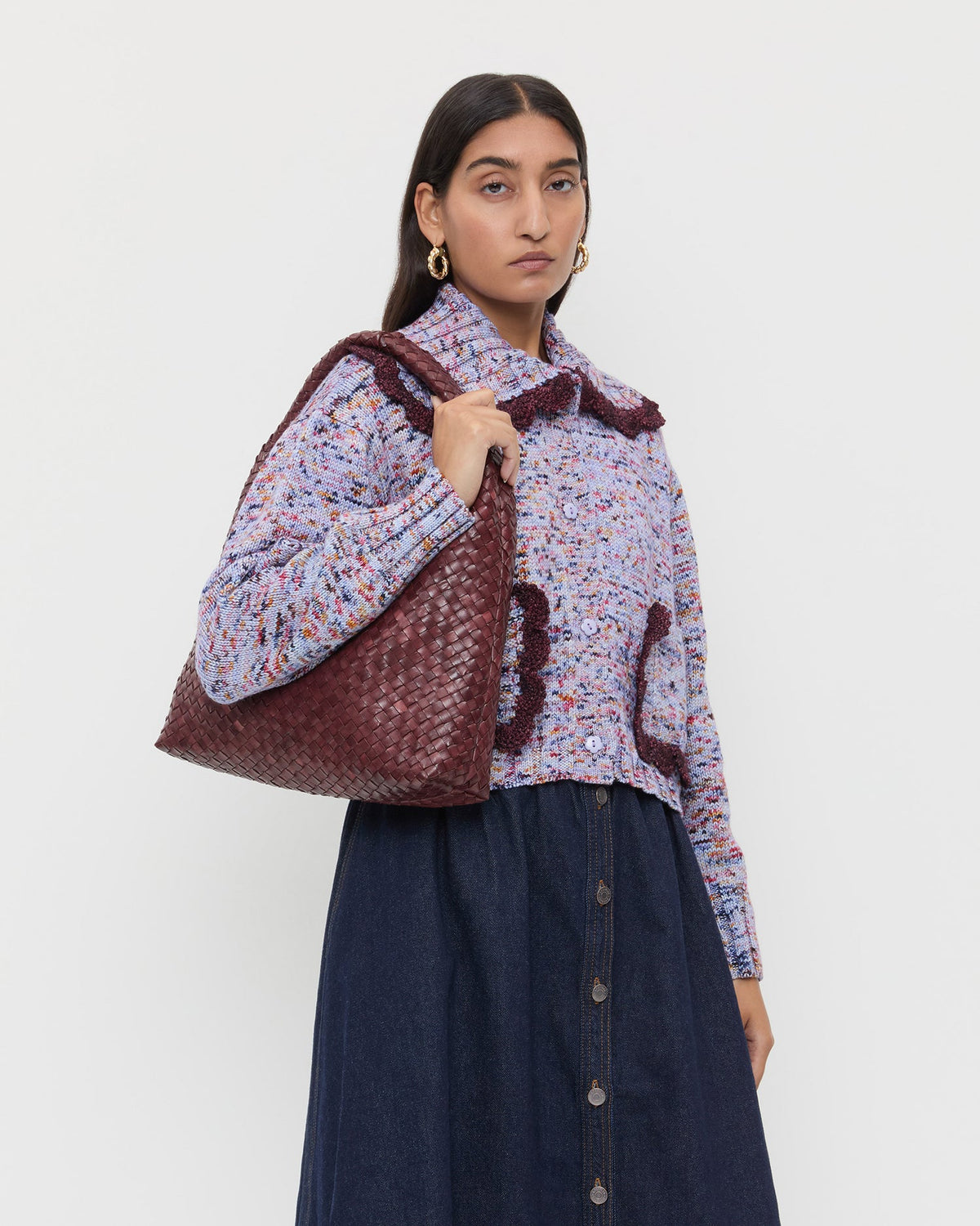 Women Loeffler Randall Willow Maroon Woven Hobo Bag