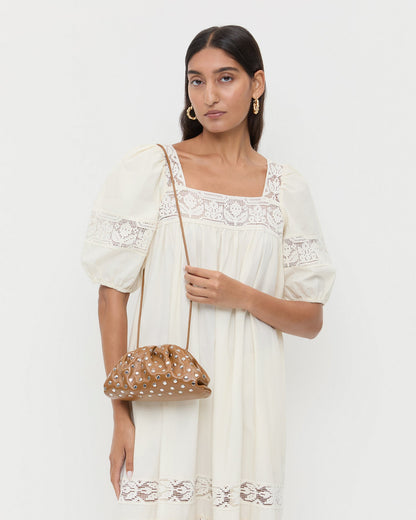 Women Loeffler Randall Bailey Safari/Silver Leather Dome Clutch
