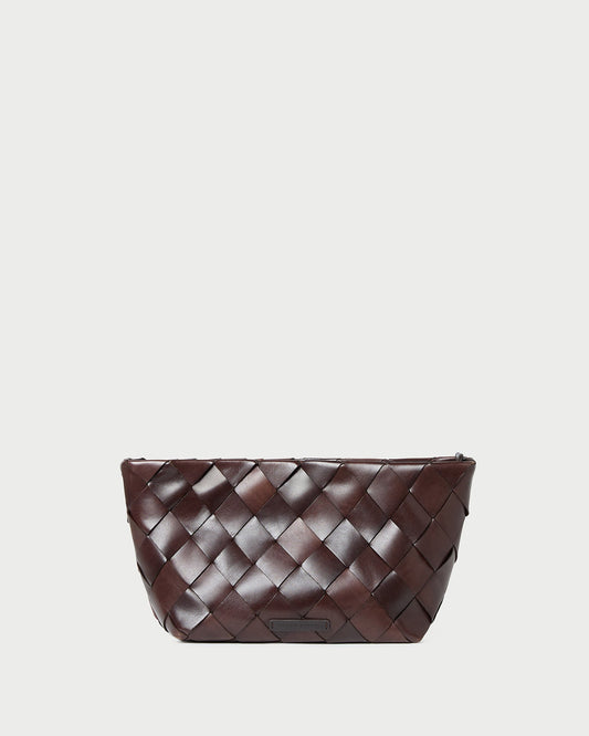 Women Loeffler Randall Melina Chocolate Woven Leather Clutch