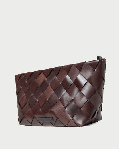 Women Loeffler Randall Melina Chocolate Woven Leather Clutch