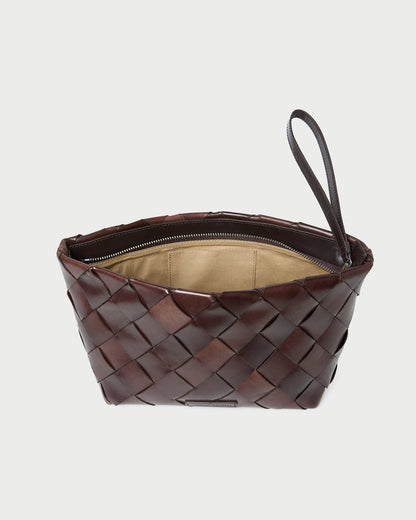 Women Loeffler Randall Melina Chocolate Woven Leather Clutch