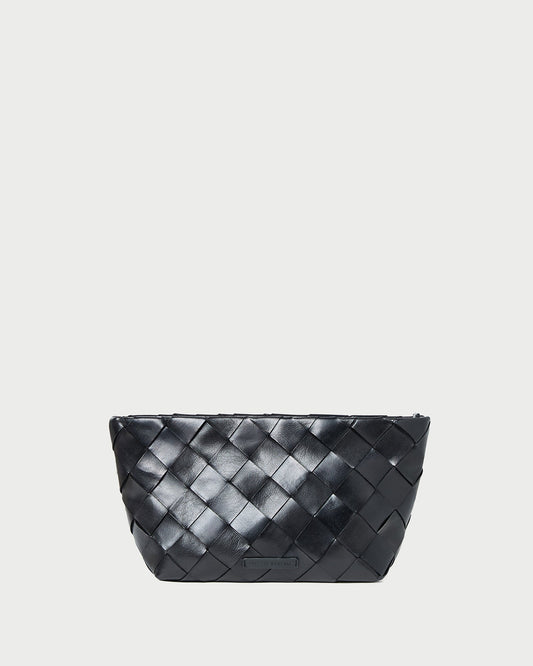 Women Loeffler Randall Melina Black Woven Leather Clutch