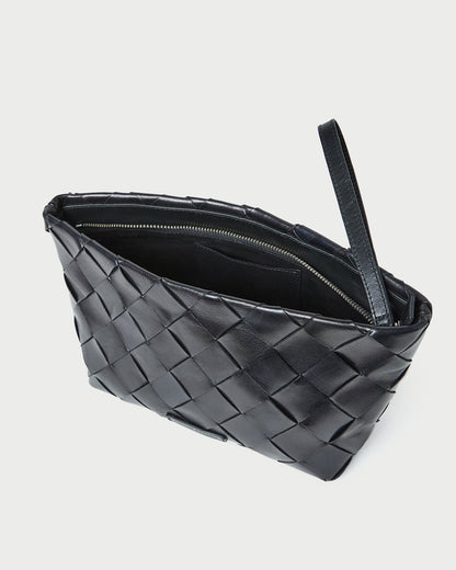 Women Loeffler Randall Melina Black Woven Leather Clutch