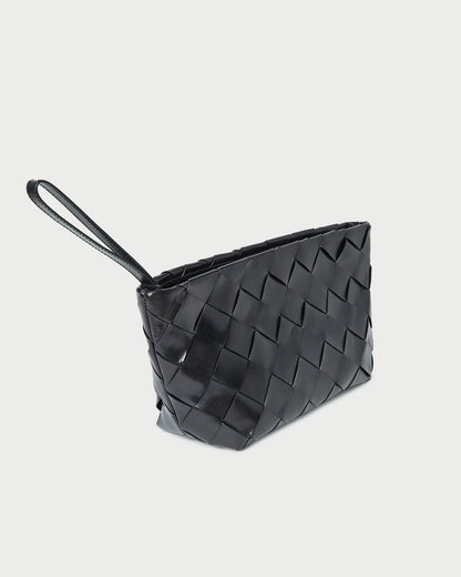 Women Loeffler Randall Melina Black Woven Leather Clutch