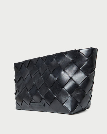 Women Loeffler Randall Melina Black Woven Leather Clutch