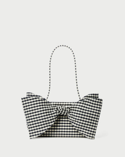Women Loeffler Randall Valerie Black/White Gingham Bow Bag