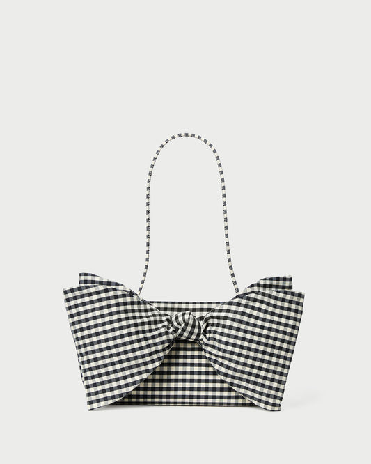 Women Loeffler Randall Valerie Black/White Gingham Bow Bag