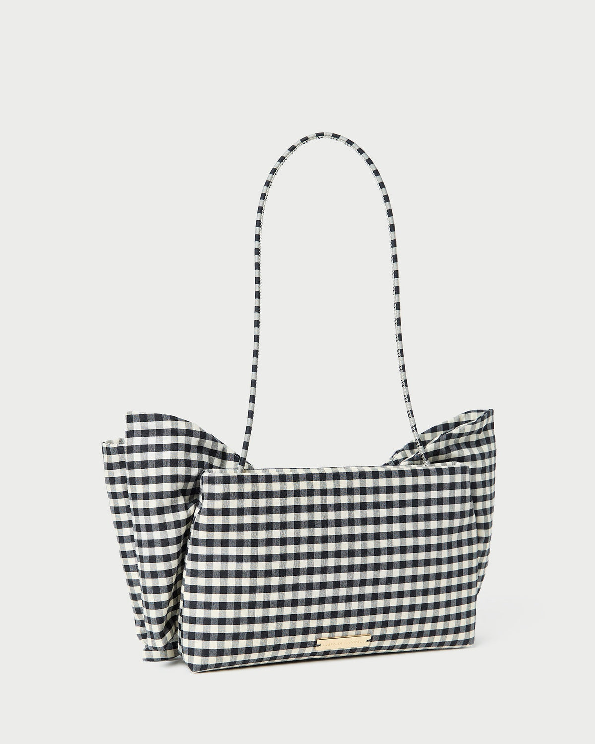 Women Loeffler Randall Valerie Black/White Gingham Bow Bag