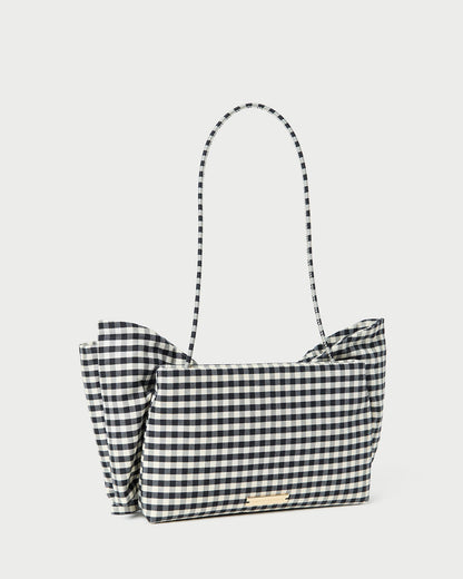 Women Loeffler Randall Valerie Black/White Gingham Bow Bag