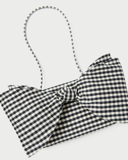 Women Loeffler Randall Valerie Black/White Gingham Bow Bag