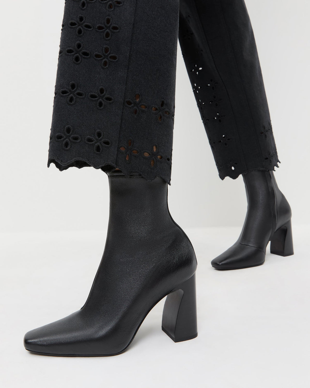 Women Loeffler Randall Chloe Black Leather Ankle Boot