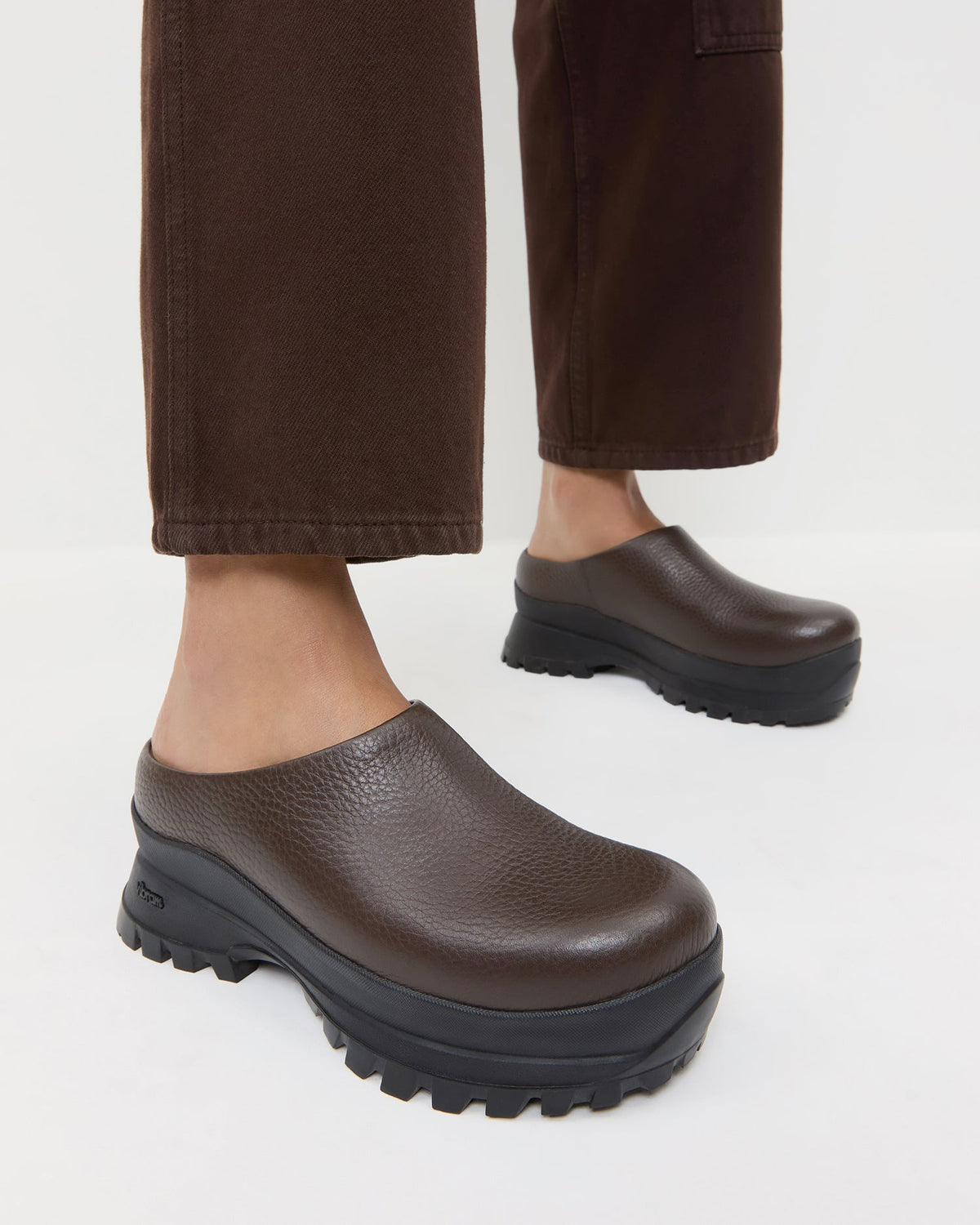 Women Loeffler Randall Gemma Brown Leather Lug Mule