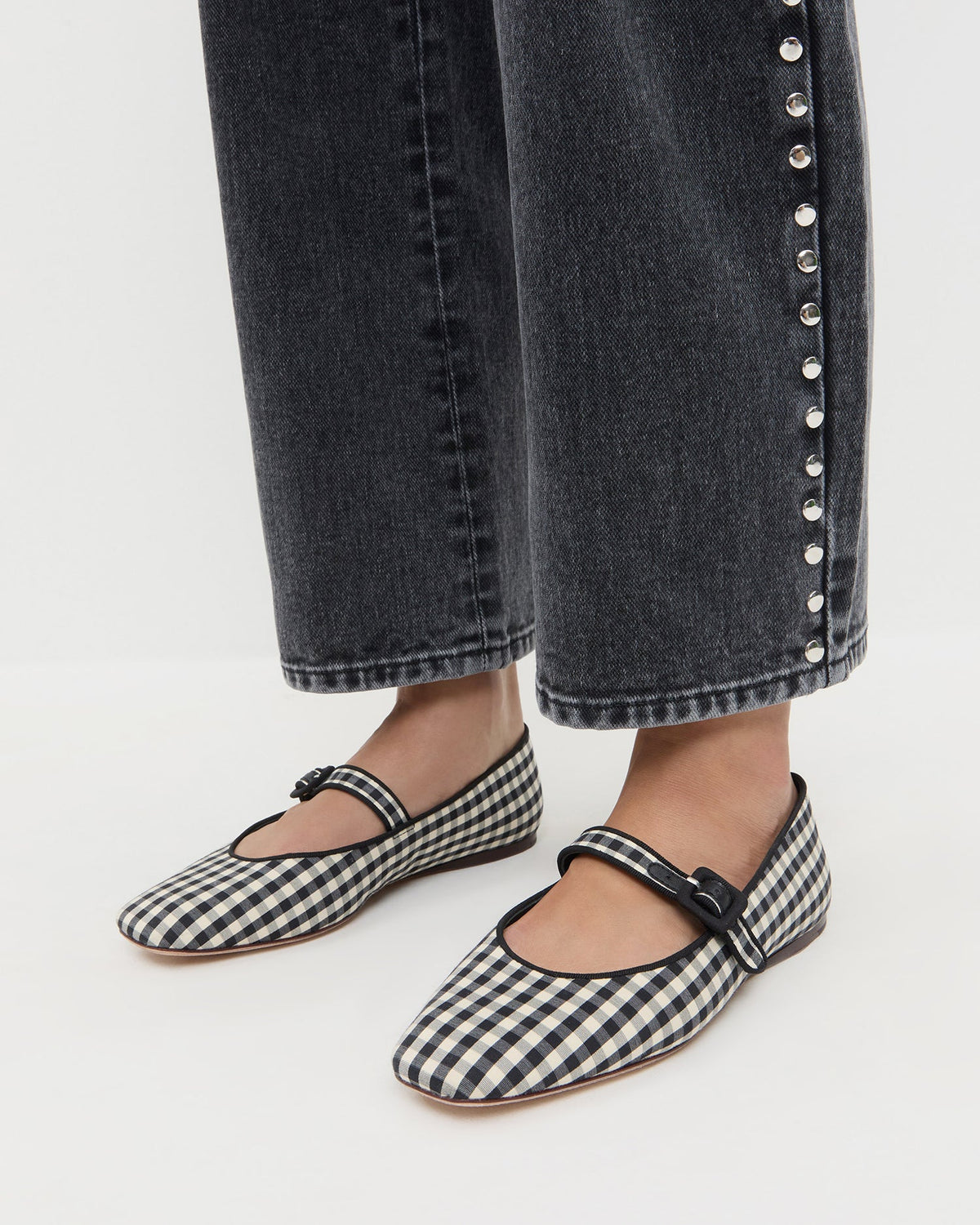 Women Loeffler Randall Ginger Black/White Gingham Mary Jane