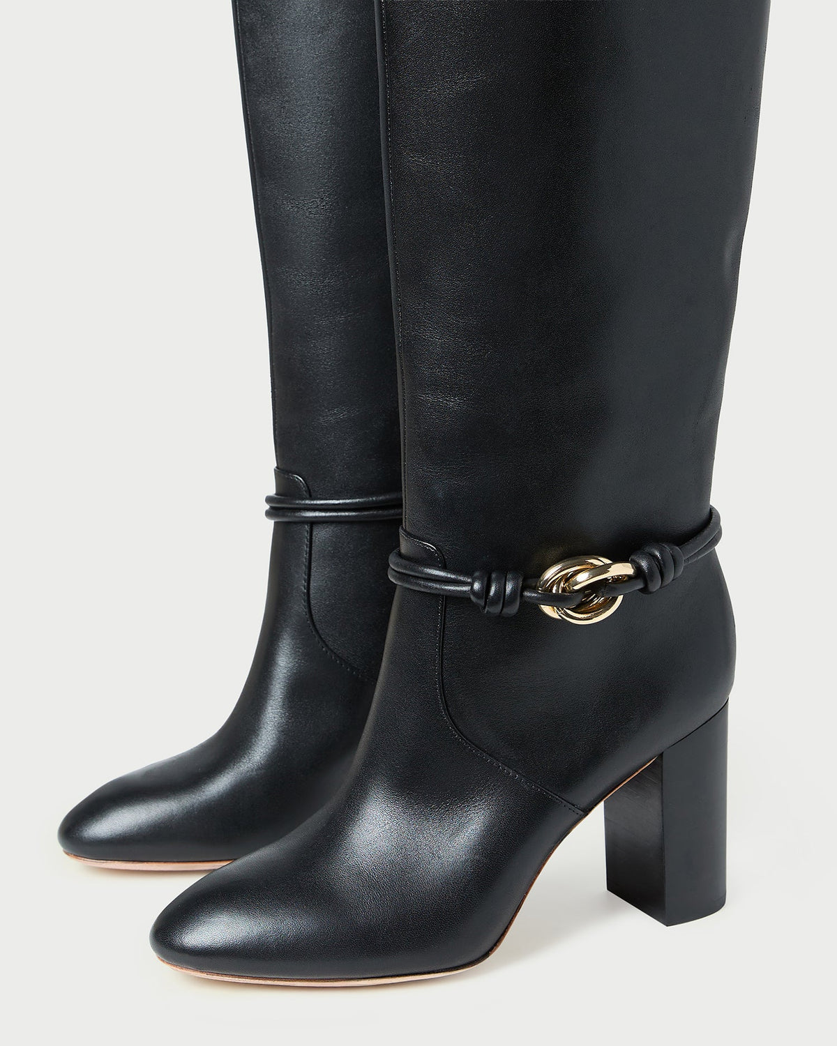 Women Loeffler Randall Goldy Black/Gold Leather Tall Boot
