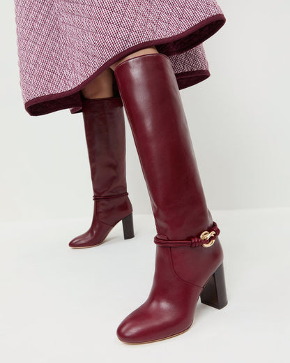 Women Loeffler Randall Goldy Wine/Gold Leather Tall Boot