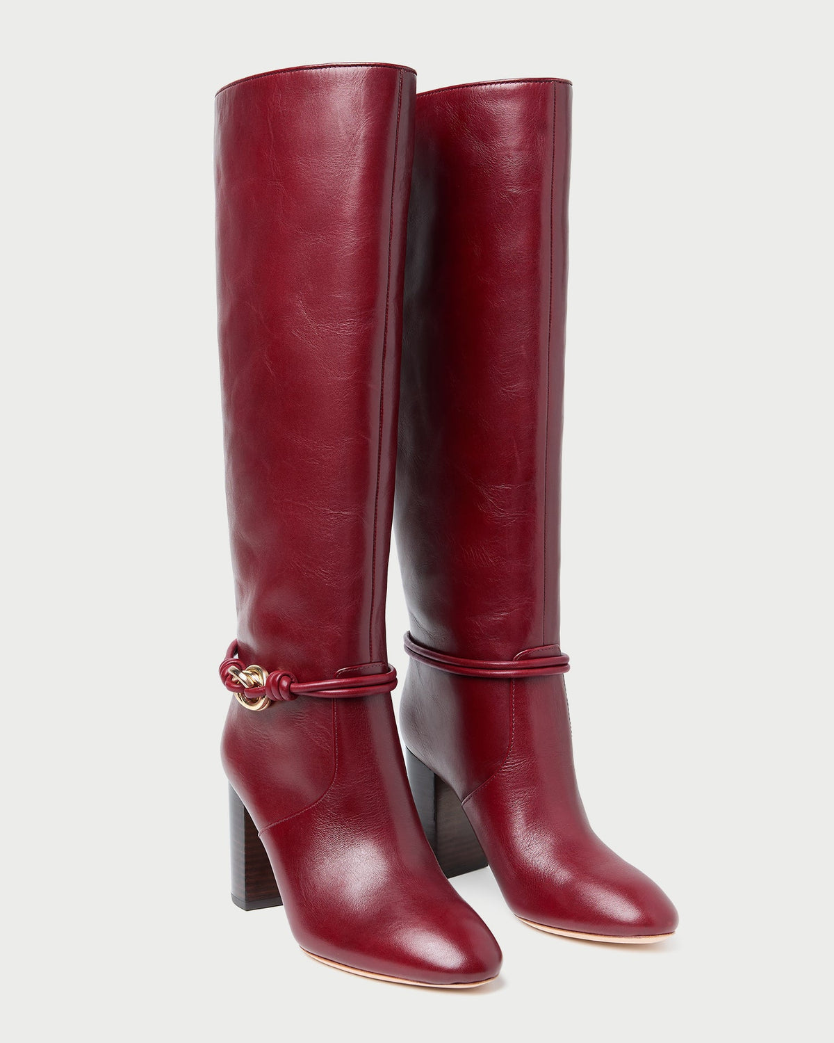 Women Loeffler Randall Goldy Wine/Gold Leather Tall Boot