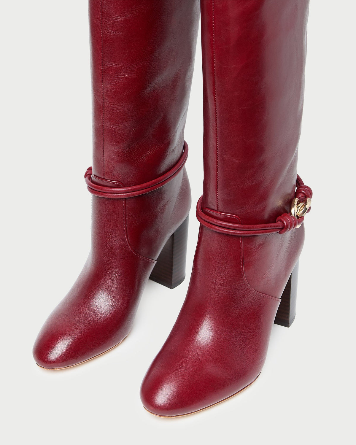 Women Loeffler Randall Goldy Wine/Gold Leather Tall Boot