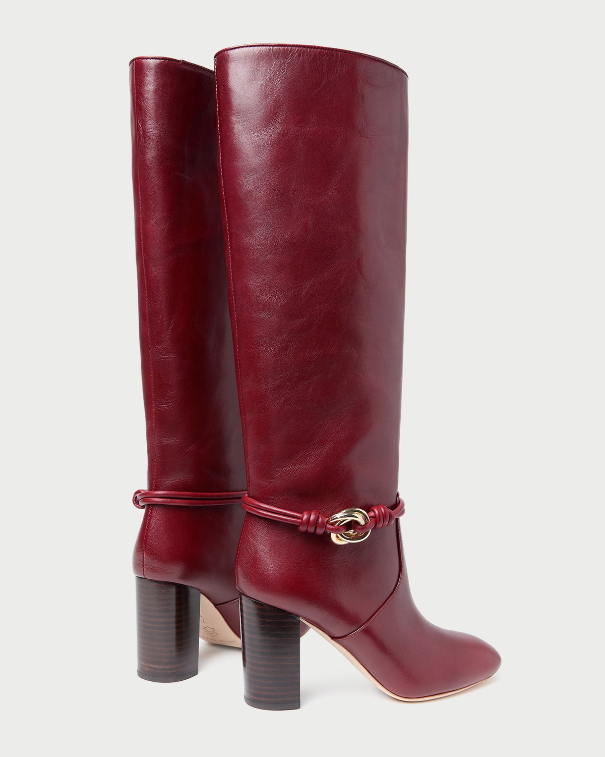 Women Loeffler Randall Goldy Wine/Gold Leather Tall Boot