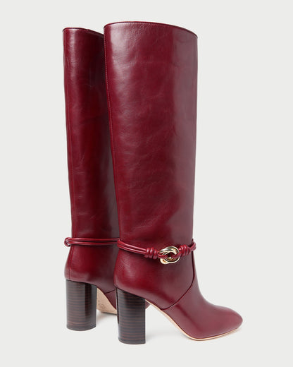 Women Loeffler Randall Goldy Wine/Gold Leather Tall Boot