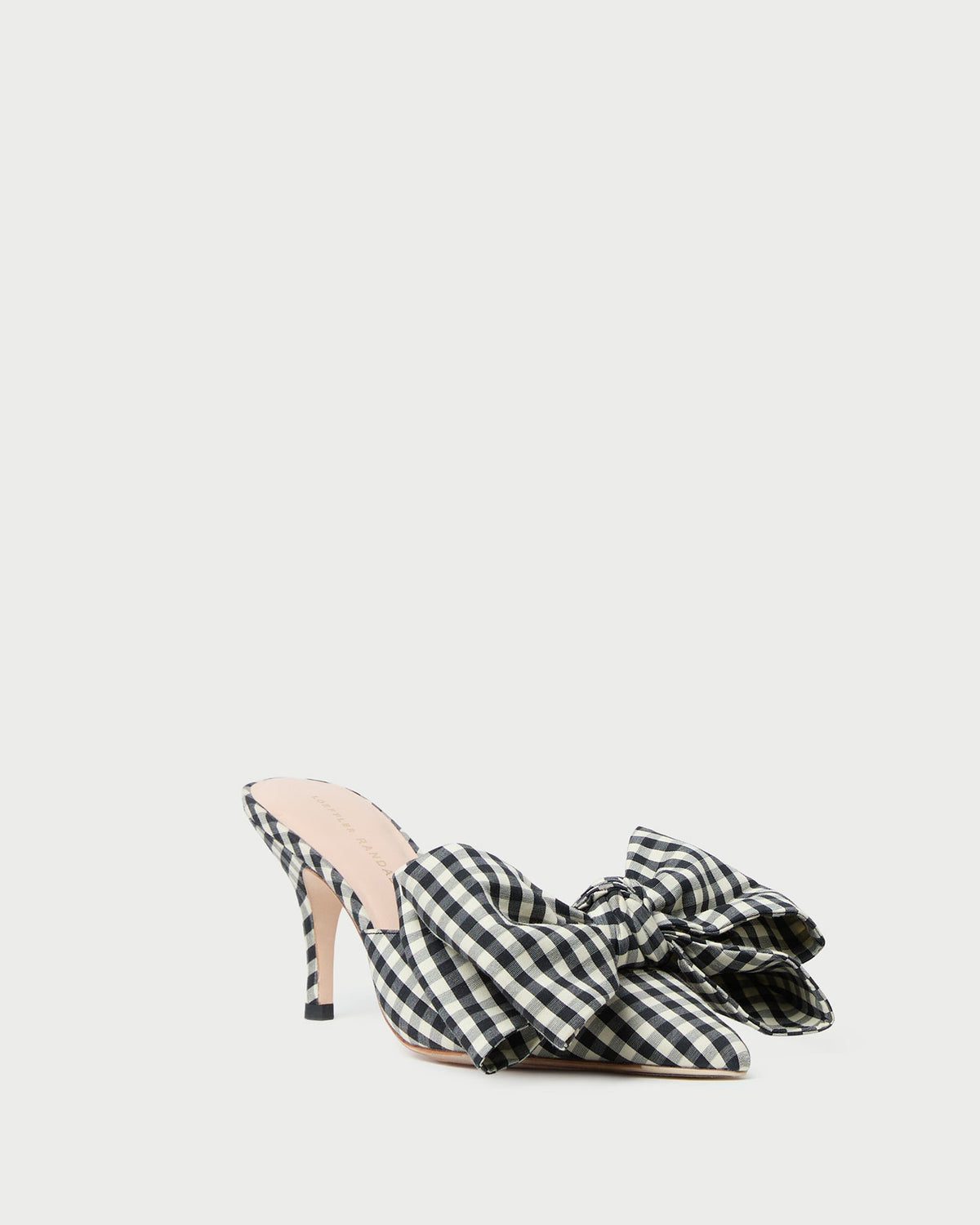 Women Loeffler Randall Margot Black/White Gingham Bow Mule