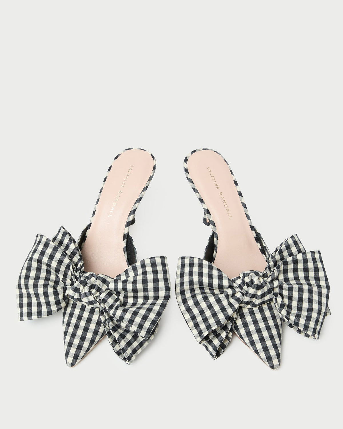 Women Loeffler Randall Margot Black/White Gingham Bow Mule