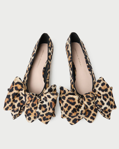 Women Loeffler Randall Noa Leopard Jersey Bow Flat