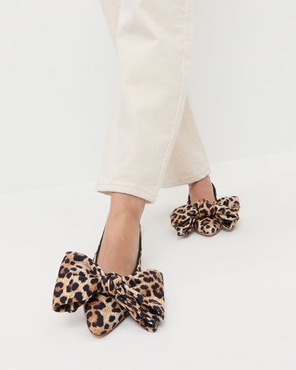Women Loeffler Randall Noa Leopard Jersey Bow Flat