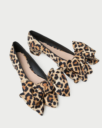 Women Loeffler Randall Noa Leopard Jersey Bow Flat