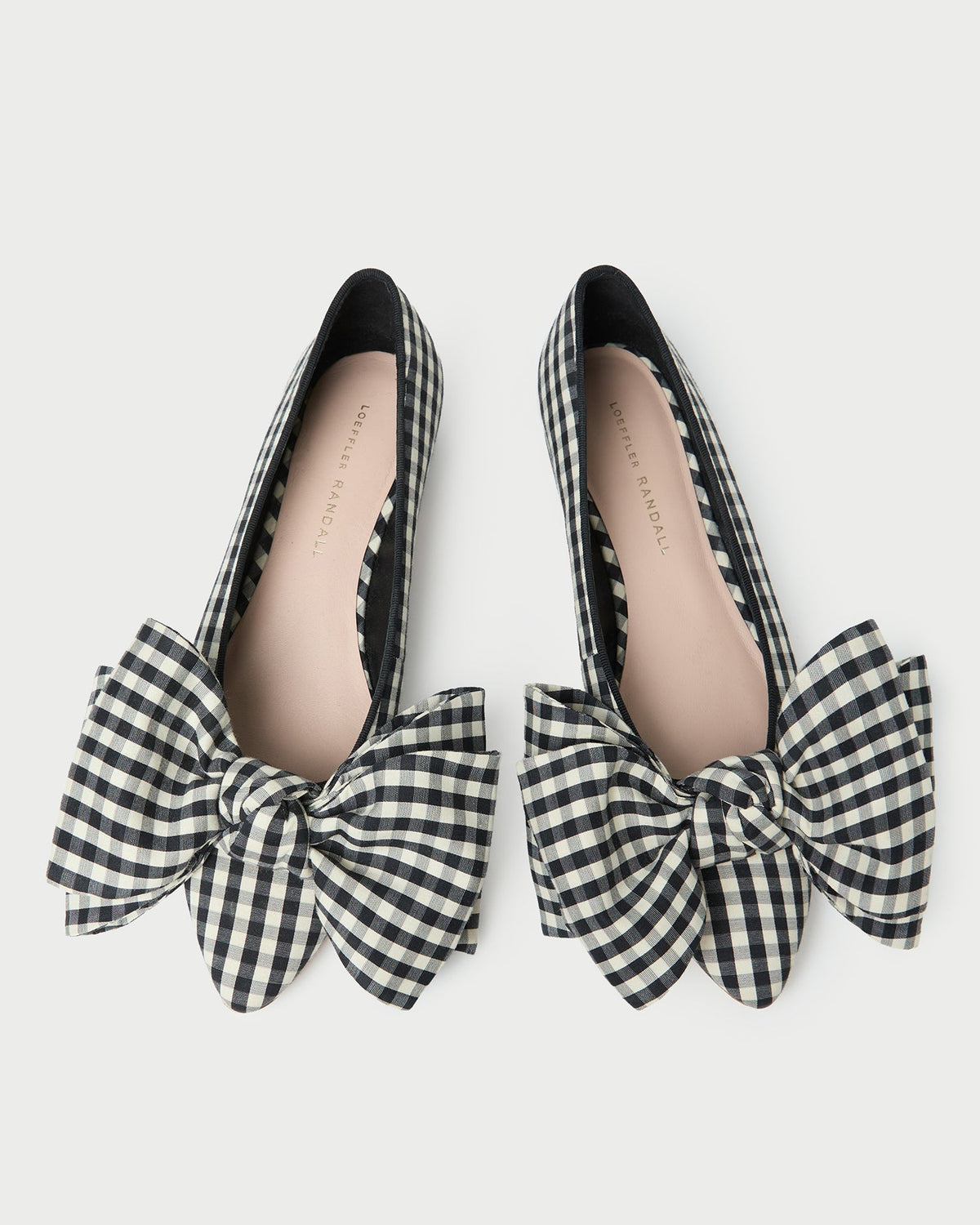 Women Loeffler Randall Noa Black/White Gingham Bow Flat