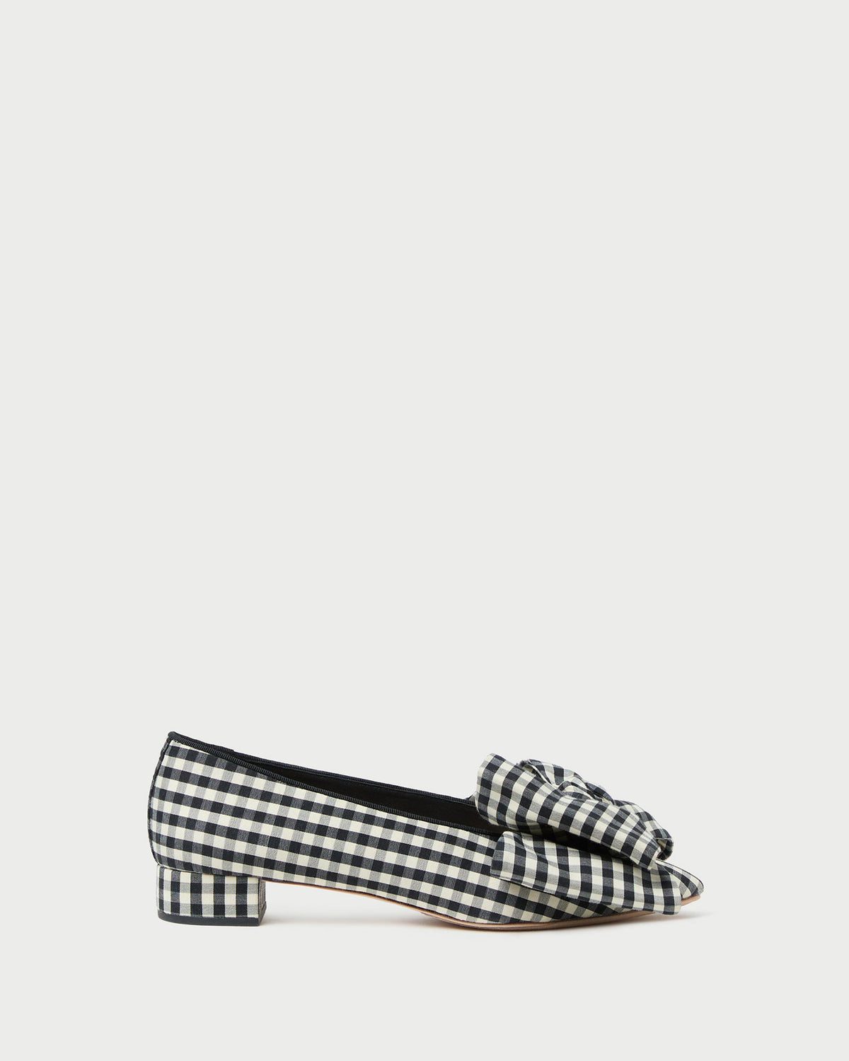 Women Loeffler Randall Noa Black/White Gingham Bow Flat