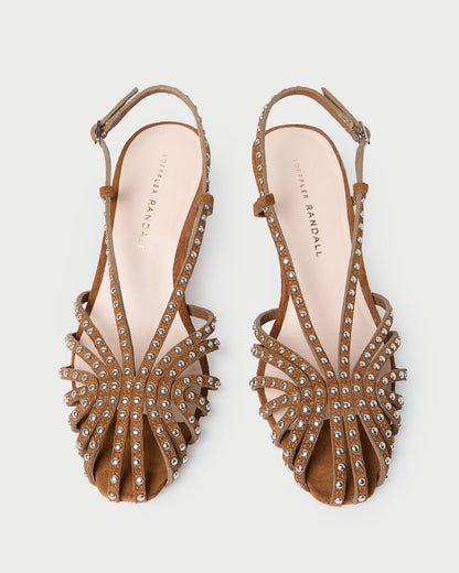 Women Loeffler Randall Priscilla Cacao/Silver Suede Heeled Sandal
