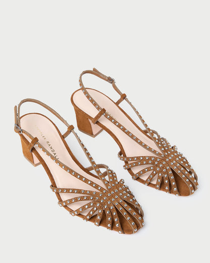 Women Loeffler Randall Priscilla Cacao/Silver Suede Heeled Sandal