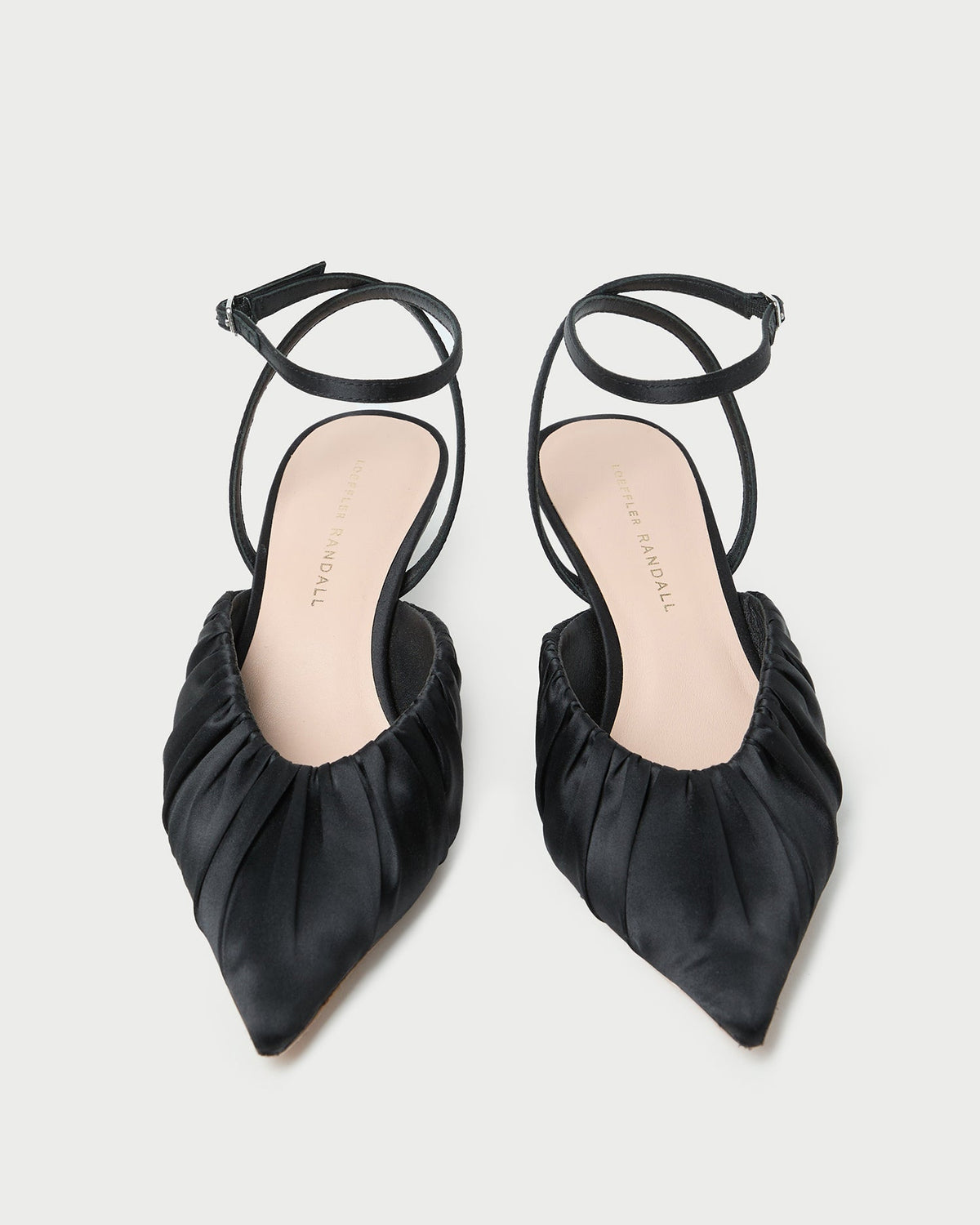 Women Loeffler Randall Rio Black Satin Kitten Heel