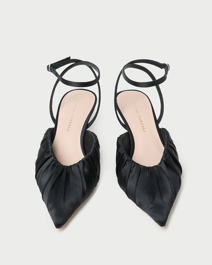 Women Loeffler Randall Rio Black Satin Kitten Heel