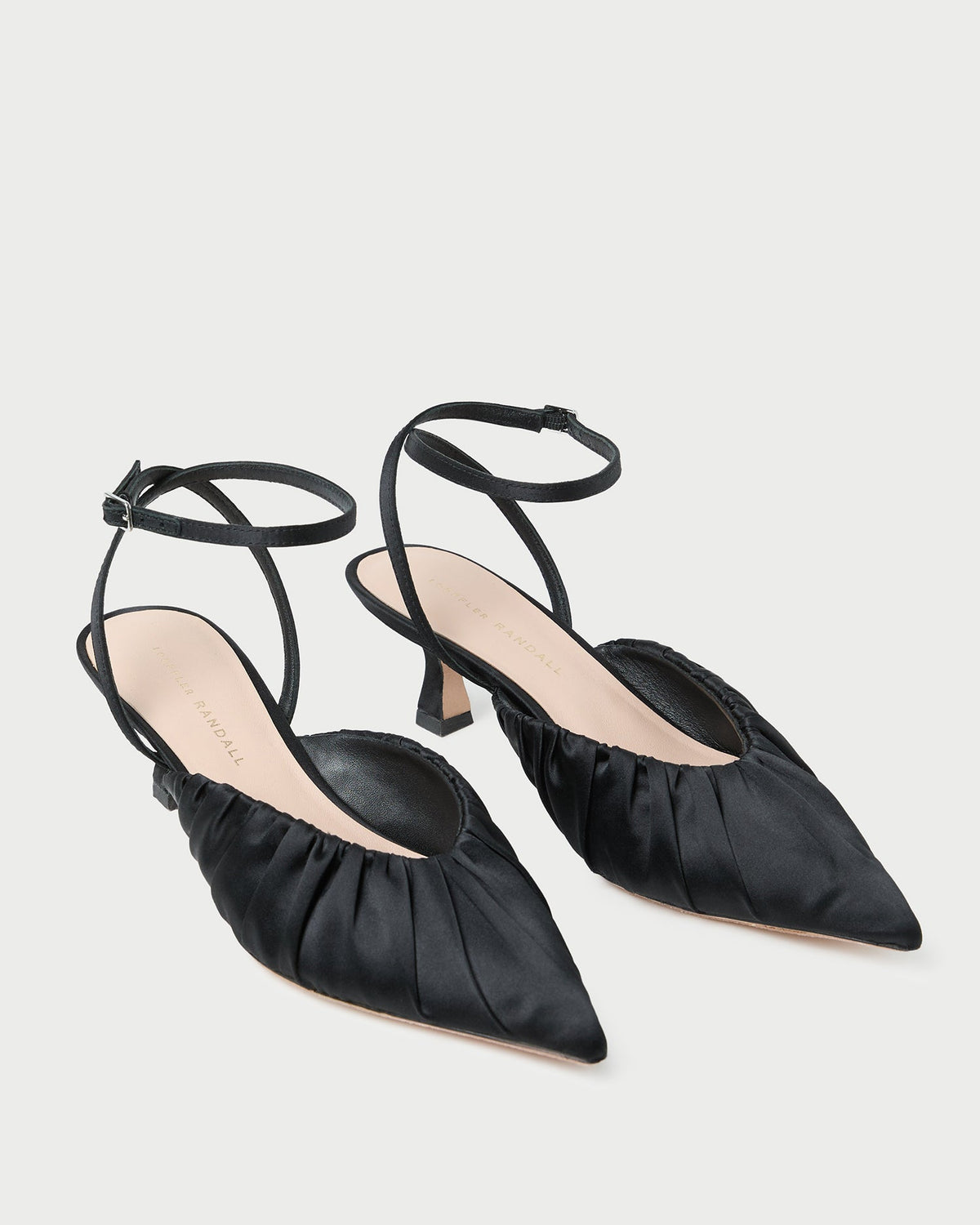 Women Loeffler Randall Rio Black Satin Kitten Heel