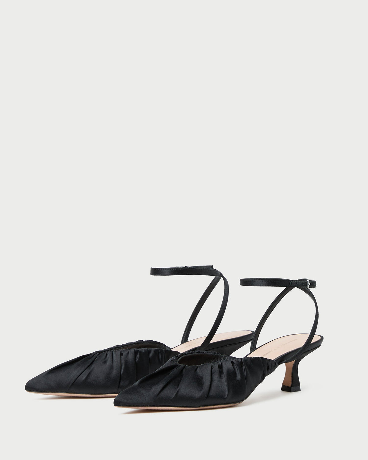Women Loeffler Randall Rio Black Satin Kitten Heel