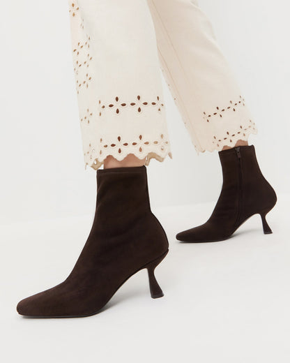 Women Loeffler Randall Thandy Brown Suede Curved Heel Bootie