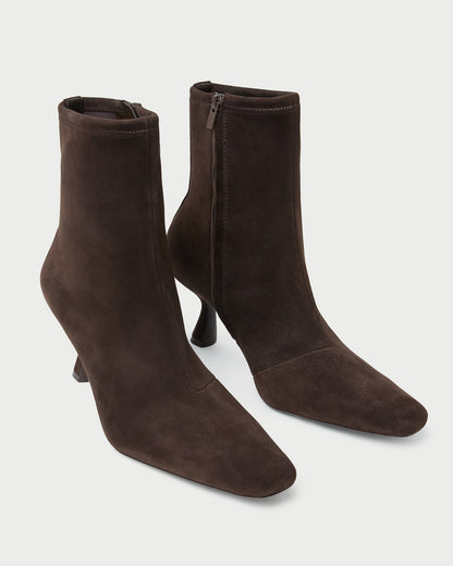 Women Loeffler Randall Thandy Brown Suede Curved Heel Bootie