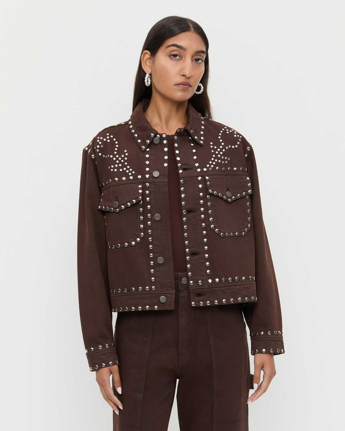 Women Loeffler Randall Elijah Studded Denim Jacket