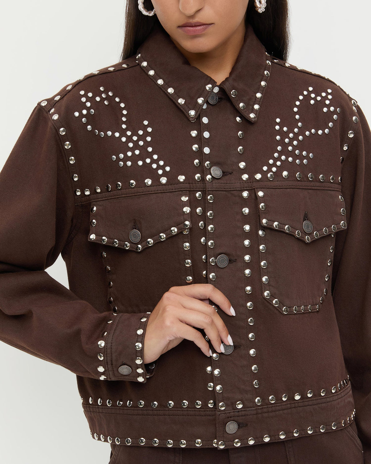 Women Loeffler Randall Elijah Studded Denim Jacket