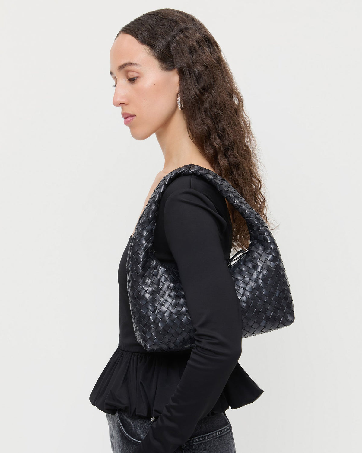 Women Loeffler Randall Mercer Black Woven Shoulder Bag