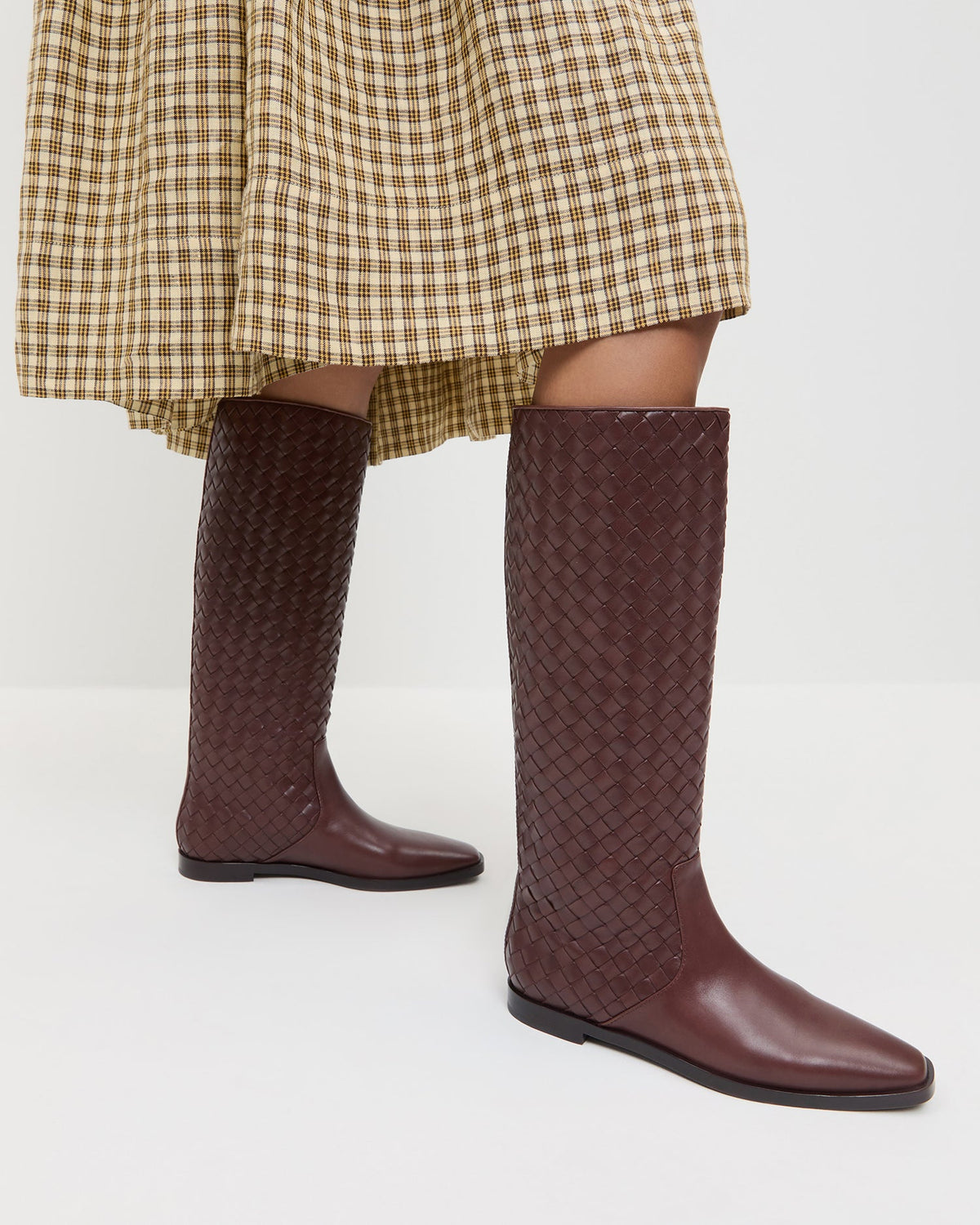Women Loeffler Randall Tilly Espresso Woven Leather Boot