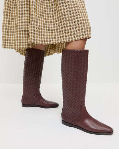 Women Loeffler Randall Tilly Espresso Woven Leather Boot