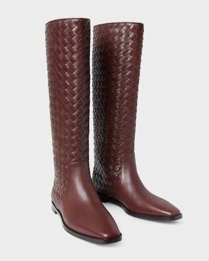 Women Loeffler Randall Tilly Espresso Woven Leather Boot
