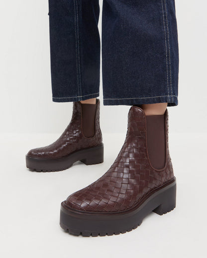 Women Loeffler Randall Reggie Espresso Woven Chelsea Boot