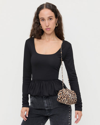 Women Loeffler Randall Bailey Leopard Jersey Dome Clutch